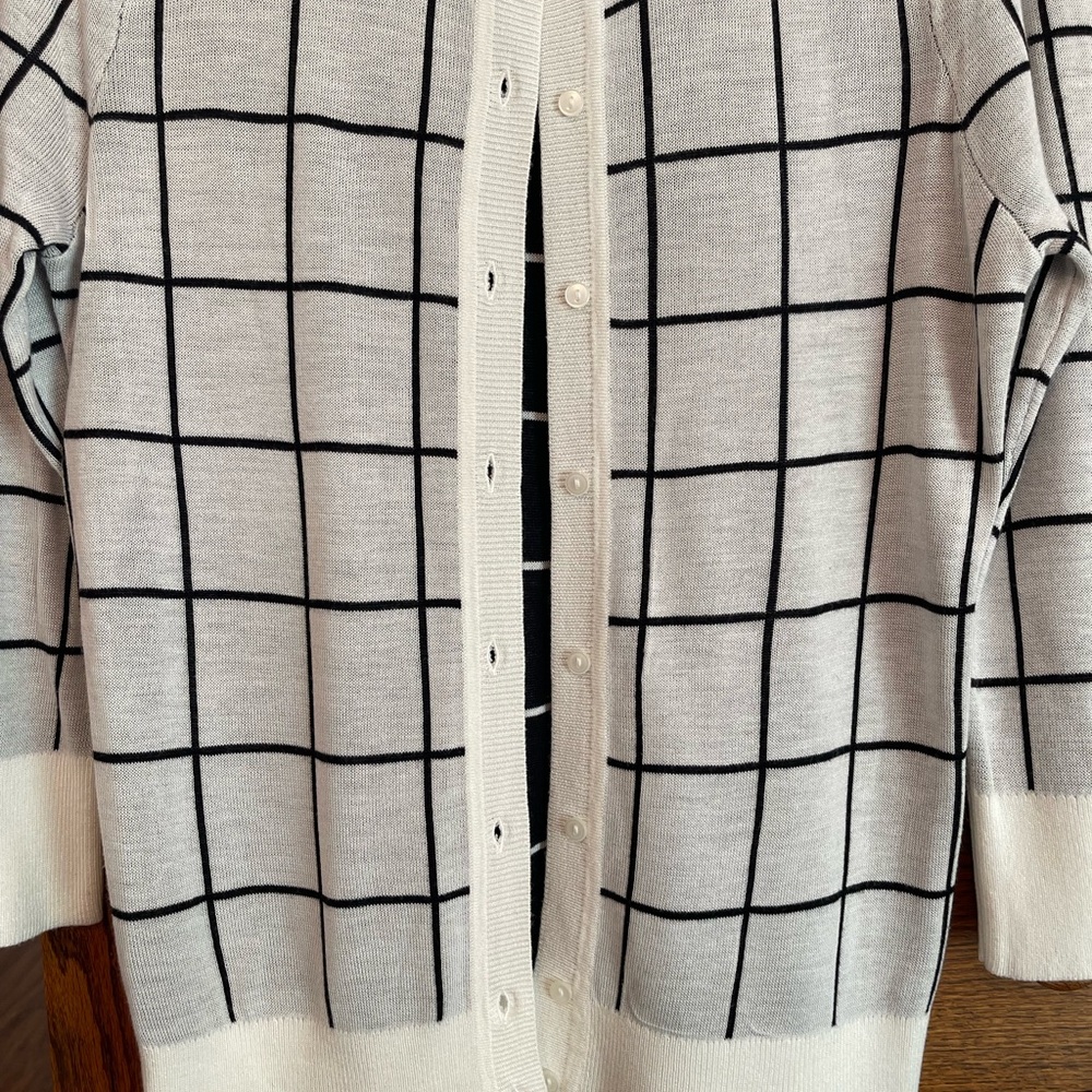 Halogen Windowpane Button-Up M Petite Cardigan - image 4